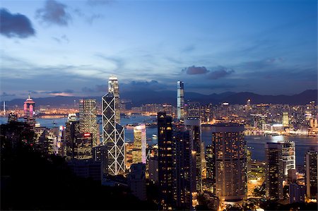 Cityscape from the Peak at night, Hong Kong Foto de stock - Con derechos protegidos, Código: 855-05984349