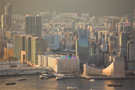 Tsimshatsui Stadtansicht vom Gipfel in der Abenddämmerung, Hong Kong Stockbilder - Lizenzpflichtiges, Bildnummer: 855-05984340