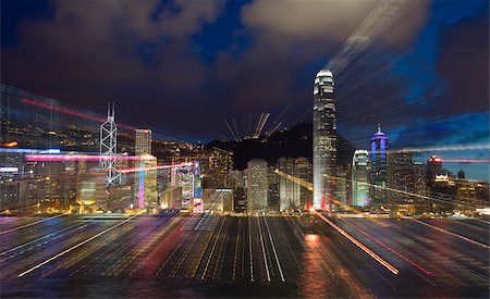 Central skyline from Kowloon at night, Hong Kong Stock Photo - Rights-Managed, Code: 855-05984374