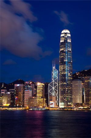 Skyline central de West Kowloon Hong Kong la nuit, Photographie de stock - Rights-Managed, Code: 855-05984371