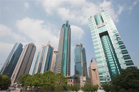 Skyline in Pudong from Lujiazui Park, Shanghai, China Stock Photo - Rights-Managed, Code: 855-05981343