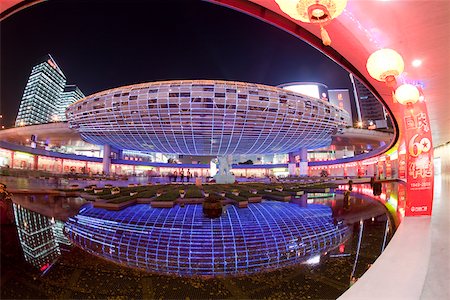 shanghai shopping malls - Wanda Plaza at night , Shanghai, P. R. China Stock Photo - Rights-Managed, Code: 855-05981385