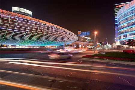 shopping center in asia - Streetscape by the Wanda Plaza at night , Shanghai, P. R. China Stock Photo - Rights-Managed, Code: 855-05981389