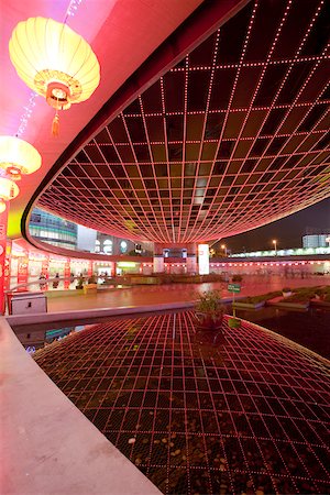 exterior lighting in mall - Wanda Plaza at night , Shanghai, P. R. China Stock Photo - Rights-Managed, Code: 855-05981395