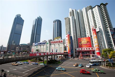 Streetscape at Xujiahui, Shanghai, China Stock Photo - Rights-Managed, Code: 855-05981421