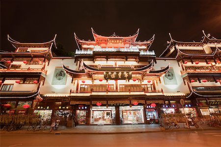 shanghai yuyuan - YuYuan commercial center at night, Shanghai, China Stock Photo - Rights-Managed, Code: 855-05981461