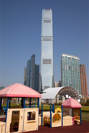 Overlooking kyline in Union Square from West Kowloon promenade, Hong Kong Stock Photo - Rights-Managed, Code: 855-05981615