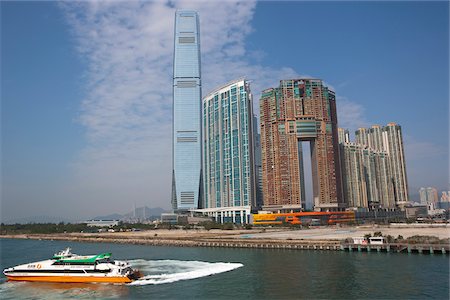 Looking over to ICC Tower and Union Square at West Kowloon from Tsimshatsui, Hong kong Stock Photo - Rights-Managed, Code: 855-05981660