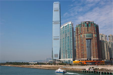 Looking over to ICC Tower and Union Square at West Kowloon from Tsimshatsui, Hong kong Stock Photo - Rights-Managed, Code: 855-05981671