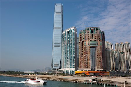 Looking over to ICC Tower and Union Square at West Kowloon from Tsimshatsui, Hong kong Stock Photo - Rights-Managed, Code: 855-05981673