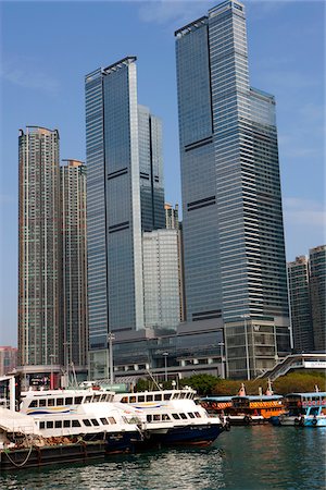 Skyline in Union Square from West Kowloon promenade,  Hong Kong Stock Photo - Rights-Managed, Code: 855-05981712