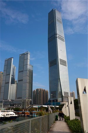 Skyline in Union Square from West Kowloon promenade,  Hong Kong Stock Photo - Rights-Managed, Code: 855-05981713