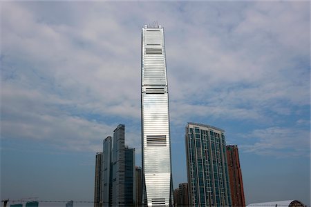 Skyline in Union Square from West Kowloon promenade,  Hong Kong Stock Photo - Rights-Managed, Code: 855-05981722