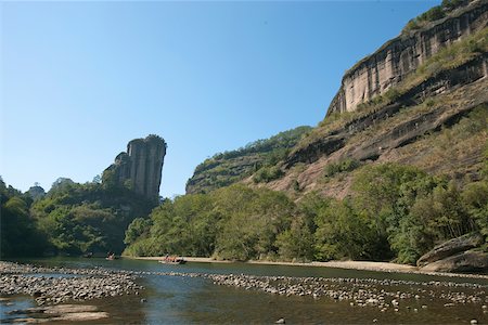 Bamboo rafts on 9 zigzag river  Jiuquxi and Yunu Peak, Wuyi mountain, Fujian, China Stock Photo - Rights-Managed, Code: 855-05982467