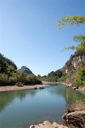 Bamboo rafts on 9 zigzag river  Jiuquxi, Wuyi mountain, Fujian, China Stock Photo - Rights-Managed, Code: 855-05982483