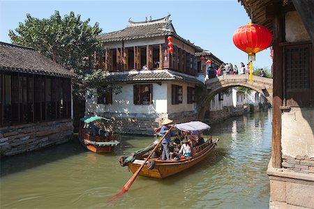 east asia places - Tourist boats on canal, old town of Zhouzhaung, Kunshan, Jiangsu Province, China Stock Photo - Rights-Managed, Code: 855-05982630