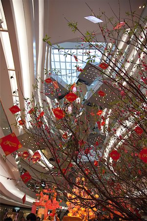 Decorations celebrating the  chinese new year in Festival Walk shopping mall, Hong Kong Stock Photo - Rights-Managed, Code: 855-05983034