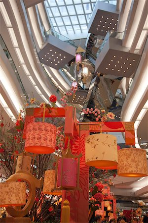 Decorations celebrating the  chinese new year in Festival Walk shopping mall, Hong Kong Stock Photo - Rights-Managed, Code: 855-05983031