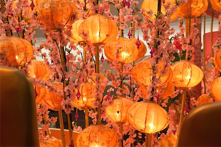 Decorations celebrating the  chinese new year in Festival Walk shopping mall, Hong Kong Stock Photo - Rights-Managed, Code: 855-05983042