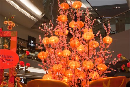 Decorations celebrating the  chinese new year in Festival Walk shopping mall, Hong Kong Stock Photo - Rights-Managed, Code: 855-05983086