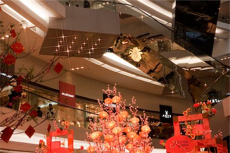 Decorations celebrating the  chinese new year in Festival Walk shopping mall, Hong Kong Stock Photo - Rights-Managed, Code: 855-05983083