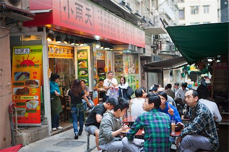 People dining at open-aired food store at Stanley Street, Central, Hong Kong Stock Photo - Rights-Managed, Code: 855-05983255