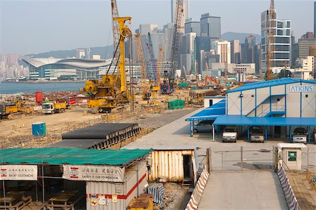 Reclamation construction site at Central, Hong Kong Foto de stock - Con derechos protegidos, Código: 855-05983264