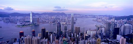 Cityscape from the Peak at dusk, Hong Kong Stock Photo - Rights-Managed, Code: 855-05983681