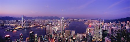 Cityscape from the Peak at dusk, Hong Kong Foto de stock - Con derechos protegidos, Código: 855-06022868