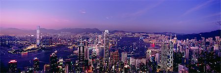 Cityscape from the Peak at dusk, Hong Kong Stock Photo - Rights-Managed, Code: 855-06022874