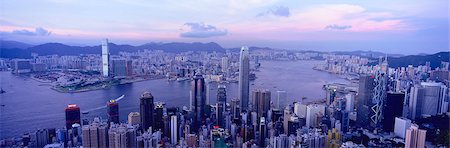 Cityscape from the Peak at dusk, Hong Kong Stock Photo - Rights-Managed, Code: 855-06022879