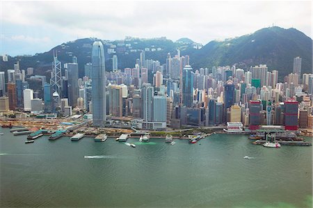 Panoramic sweep of Central skyline from Sky100, 393 meters above sea level, Hong Kong Fotografie stock - Rights-Managed, Codice: 855-06314129