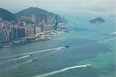 Balayage panoramique du port de Victoria de Hong Kong ouest de Sky100, 393 mètres au-dessus du niveau de la mer, Hong Kong Photographie de stock - Rights-Managed, Code: 855-06314167