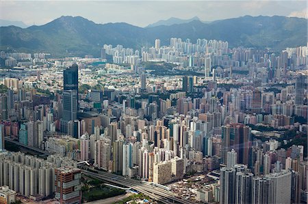 densely populated - Panoramic sweep of Mongkok cityscape from Sky100, 393 metres above sea level, Hong Kong Stock Photo - Rights-Managed, Code: 855-06314177
