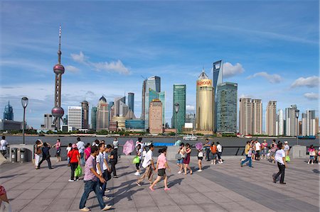 shanghaï - Skyline de Luijiazui, vue de Pudong de Huangpu park at the Bund, Shanghai, Chine Photographie de stock - Rights-Managed, Code: 855-06312144