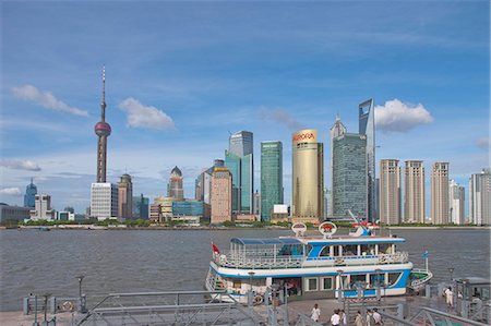 simsearch:855-06312109,k - Skyline of Luijiazui, Pudong view from the Bund, Shanghai, China Fotografie stock - Rights-Managed, Codice: 855-06312143