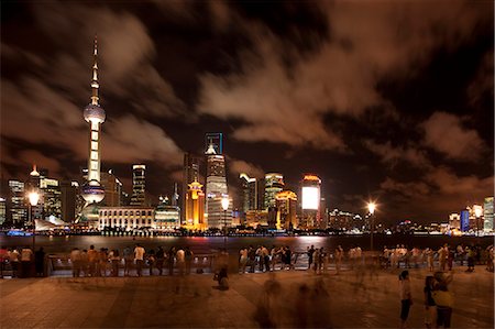 river in china - Skyline of Lujiazui Pudong from the Bund at night, Shanghai, China Stock Photo - Rights-Managed, Code: 855-06312203