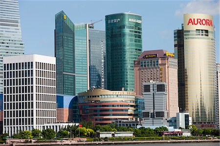 distrito financiero - Skyline de Luijiazui du Bund, Shanghail Chine Photographie de stock - Rights-Managed, Code: 855-06312439