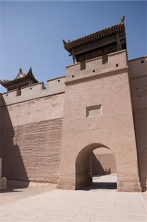 silk road - Fort of Jiayuguan Great Wall, Jiayuguan, Silkroad, China Stock Photo - Rights-Managed, Code: 855-06312705