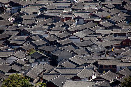 simsearch:855-06313039,k - Residential rooftops at the ancient city of Lijiang, Yunnan Province, China Stock Photo - Rights-Managed, Code: 855-06313040