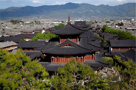 Sanqing hall of Mu family mansion, Wu Juan Pavilion, Lijiang, Yunnan Province, China Fotografie stock - Rights-Managed, Codice: 855-06313070