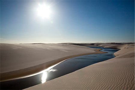 Sandy dunes near Lagoa Bonita (Beautiful Lagoon) at Parque Nacional dos Lencois Maranhenses, Brazil Stock Photo - Rights-Managed, Code: 855-06313095