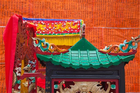 Sponsors list for the Bun festival hoisted at front of Pak Tai Temple, Cheung Chau, Hong Kong Stock Photo - Rights-Managed, Code: 855-06313317