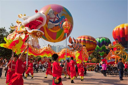 Dragon dance show celebrating the Chinese new year at Ocean Park, Hong Kong Stock Photo - Rights-Managed, Code: 855-06313800