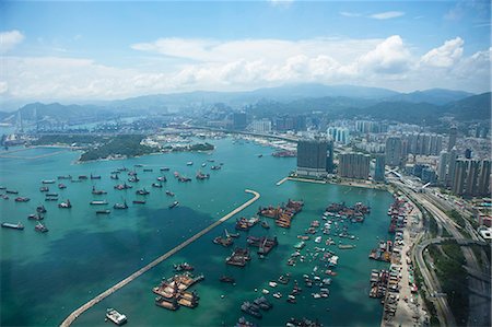 Bird's eye sweep of West Kowloon and Kwai Chung area from Sky100, 393 metres above sea level, Hong Kong Stock Photo - Rights-Managed, Code: 855-06313894