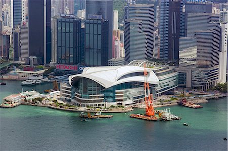 puerto victoria - Bird's eye sweep of Wanchai area from Sky100, 393 metres above sea level, Hong Kong Foto de stock - Con derechos protegidos, Código: 855-06313909