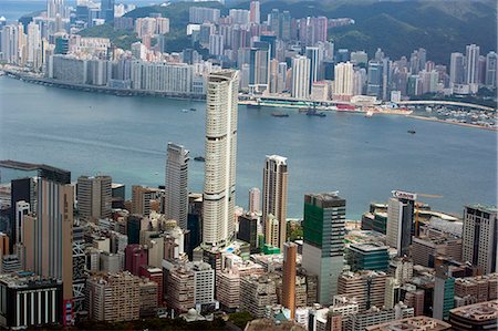 Balayage oculaire de l'oiseau du quartier de North Point et Tsimshatsui zone de Sky100, 393 mètres au-dessus du niveau de la mer, Hong Kong Photographie de stock - Rights-Managed, Code: 855-06313927