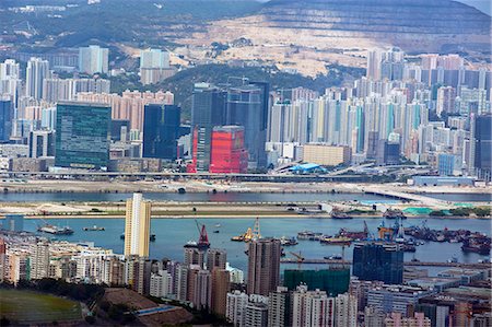 simsearch:855-06313965,k - Bird's eye sweep of kowloon Bay area  from Sky100, 393 metres above sea level, Hong Kong Fotografie stock - Rights-Managed, Codice: 855-06313928