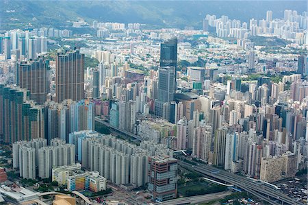 Bird's eye sweep of Mongkok area from Sky100, 393 metres above sea level, Hong Kong Foto de stock - Con derechos protegidos, Código: 855-06313932