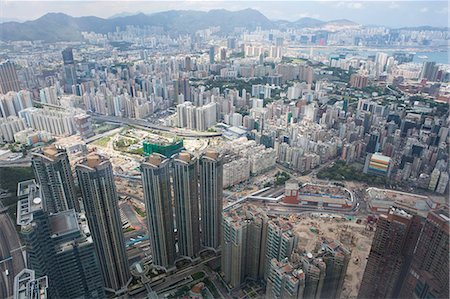 simsearch:855-06313970,k - Bird's eye sweep of Mongkok area from Sky100, 393 metres above sea level, Hong Kong Foto de stock - Con derechos protegidos, Código: 855-06313963